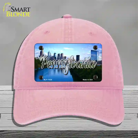 Pennsylvania Delaware City Skyline State Novelty License Plate Hat Unconstructed Cotton / Pink