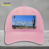 Pennsylvania Gettysburg Statue State Novelty License Plate Hat Unconstructed Cotton / Pink