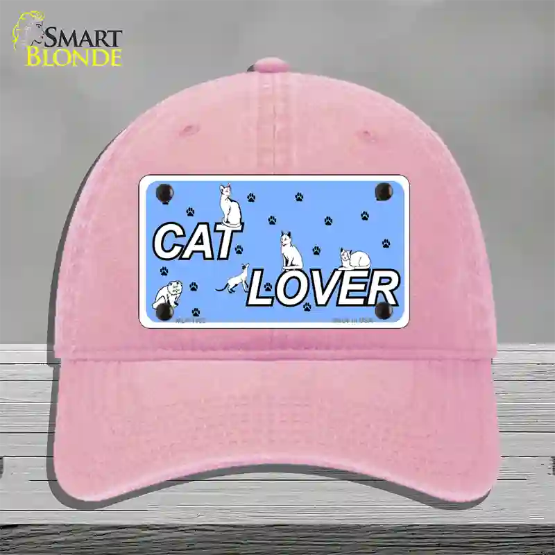 Cat Lover Novelty License Plate Hat Unconstructed Cotton / Pink