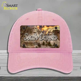 South Dakota Mt Rushmore State Novelty License Plate Hat Unconstructed Cotton / Pink