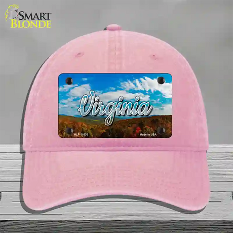 Virginia Mountain Range State Novelty License Plate Hat Unconstructed Cotton / Pink