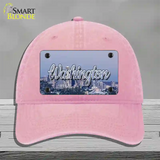 Washington Space Needle State Novelty License Plate Hat Unconstructed Cotton / Pink