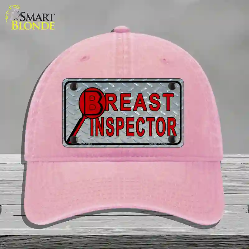 Breast Inspector Novelty License Plate Hat Unconstructed Cotton / Pink