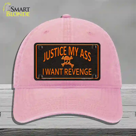 Justice My Ass Novelty License Plate Hat Unconstructed Cotton / Pink