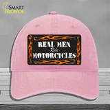 Real Men Ride Motorcycles Novelty License Plate Hat Unconstructed Cotton / Pink