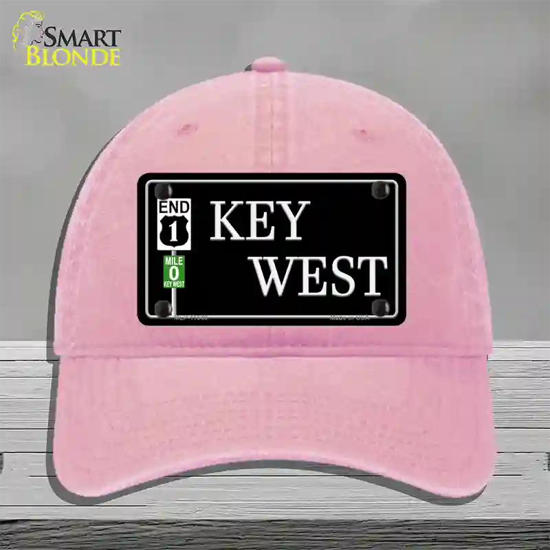 Key West Highway Sign Novelty License Plate Hat Unconstructed Cotton / Pink