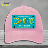 Des Montes Teal New Mexico Novelty License Plate Hat Unconstructed Cotton / Pink