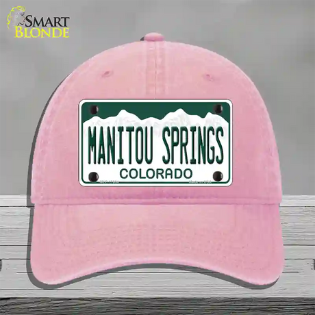 Manitou Springs Colorado Novelty License Plate Hat Unconstructed Cotton / Pink