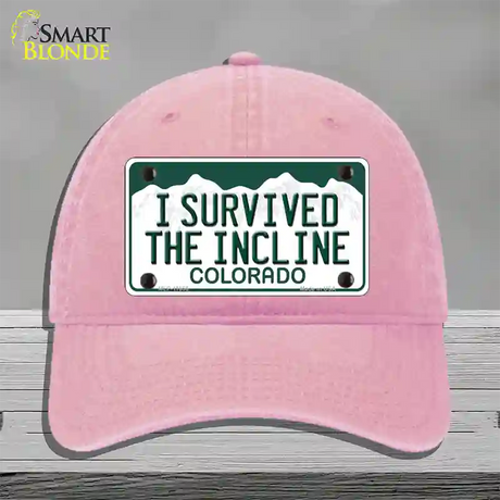 I Survived The Incline Colorado Novelty License Plate Hat Unconstructed Cotton / Pink