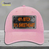 49 Percent Bitch 51 Percent Sweet Novelty License Plate Hat Unconstructed Cotton / Pink