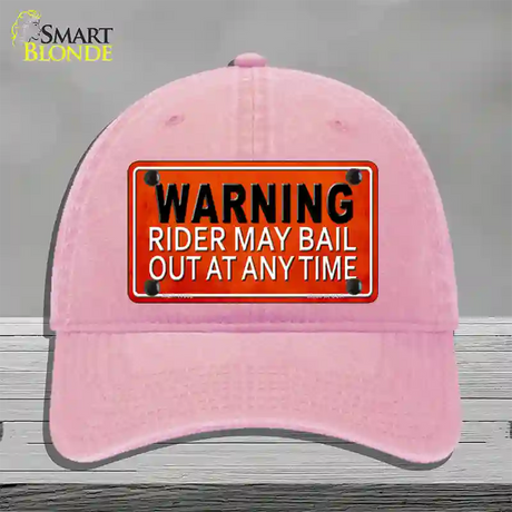 Rider May Bail Novelty License Plate Hat Unconstructed Cotton / Pink