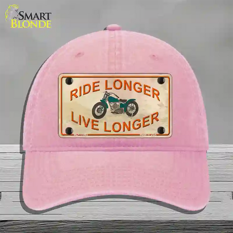 Ride Longer Live Longer Novelty License Plate Hat Unconstructed Cotton / Pink