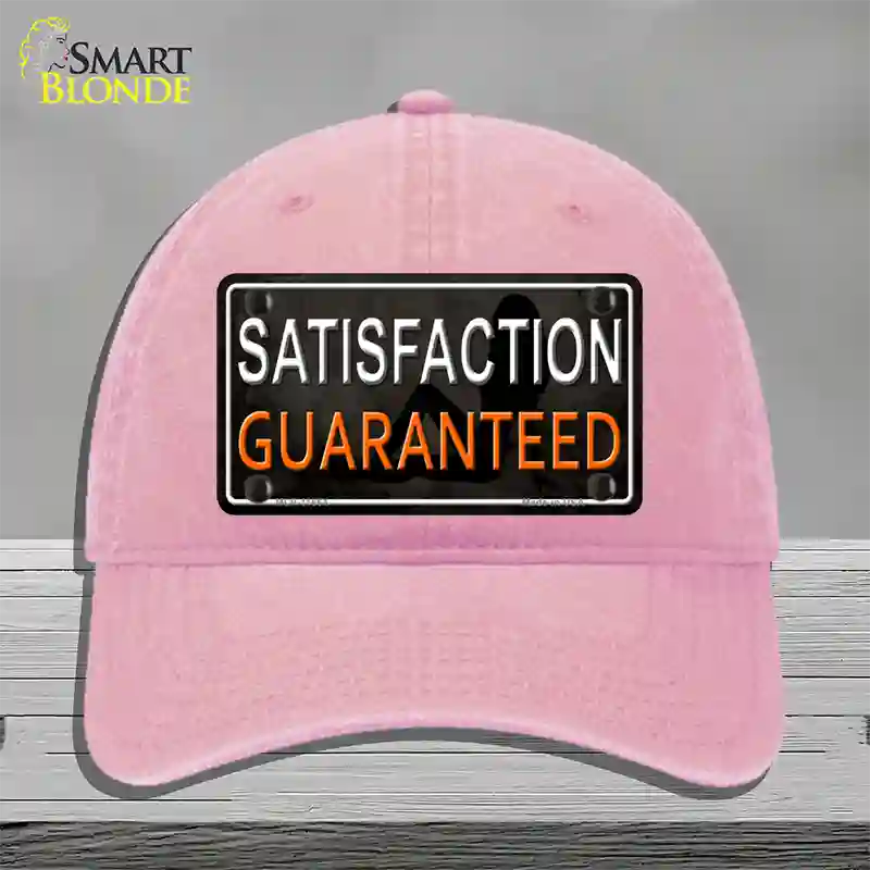 Satisfaction Guaranteed Novelty License Plate Hat Unconstructed Cotton / Pink