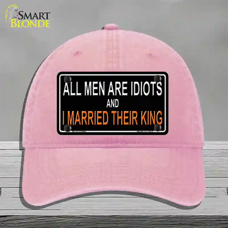 All Men Are Idiots Novelty License Plate Hat Unconstructed Cotton / Pink