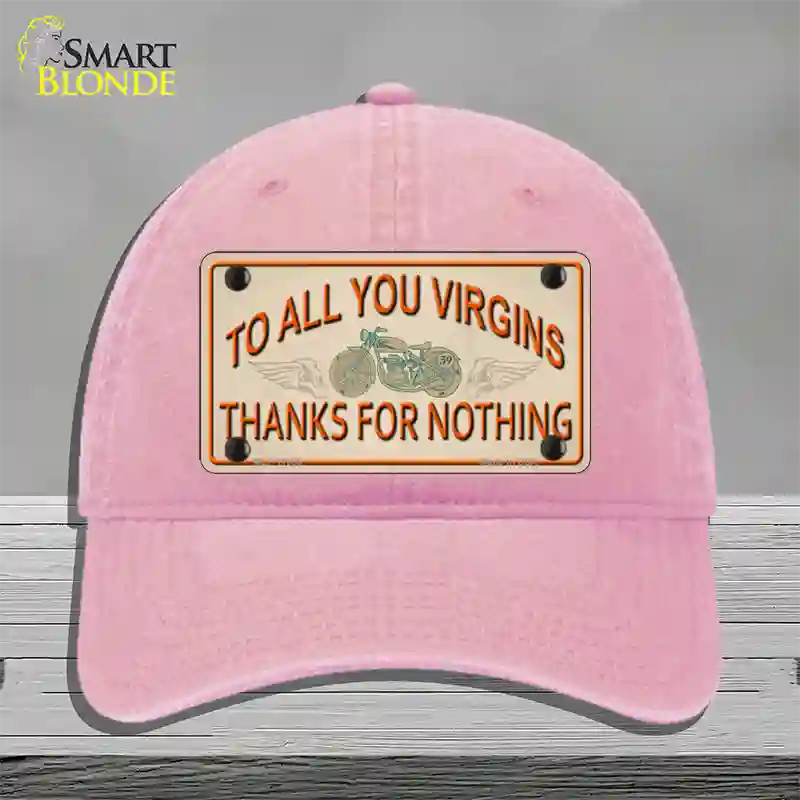 To All You Virgins Novelty License Plate Hat Unconstructed Cotton / Pink