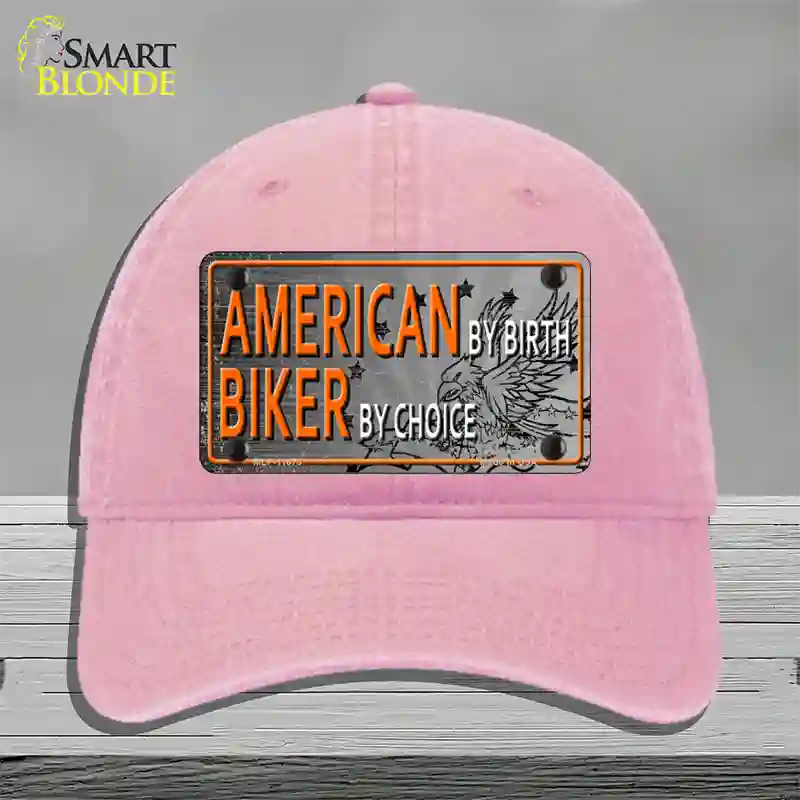 American Biker Novelty License Plate Hat Unconstructed Cotton / Pink