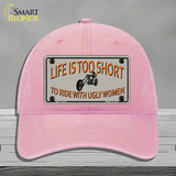 Life Is Too Short Novelty License Plate Hat Unconstructed Cotton / Pink