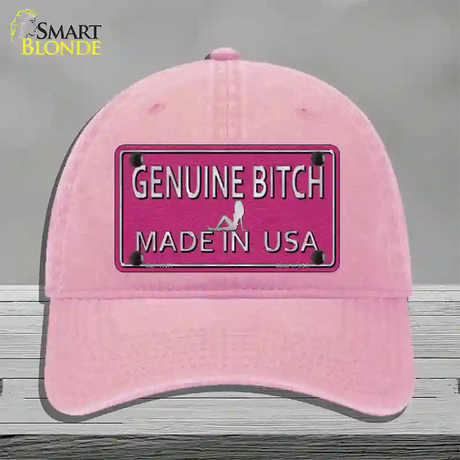 Genuine Bitch Made In USA Novelty License Plate Hat Unconstructed Cotton / Pink