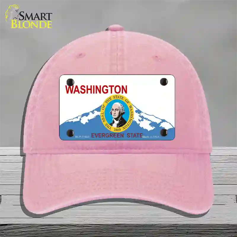 Washington Seal And State Novelty License Plate Hat Unconstructed Cotton / Pink