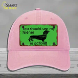 Wiener In Action Novelty License Plate Hat Unconstructed Cotton / Pink