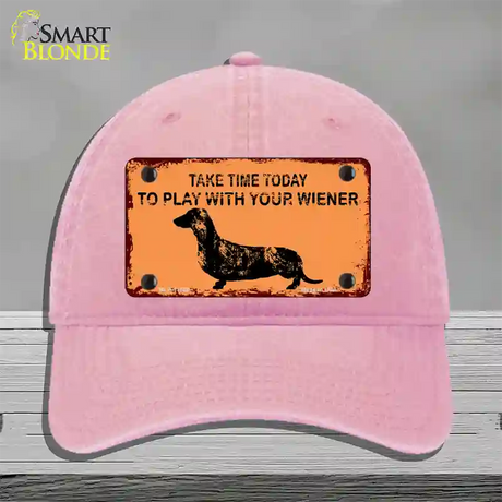 Play With Your Wiener Novelty License Plate Hat Unconstructed Cotton / Pink