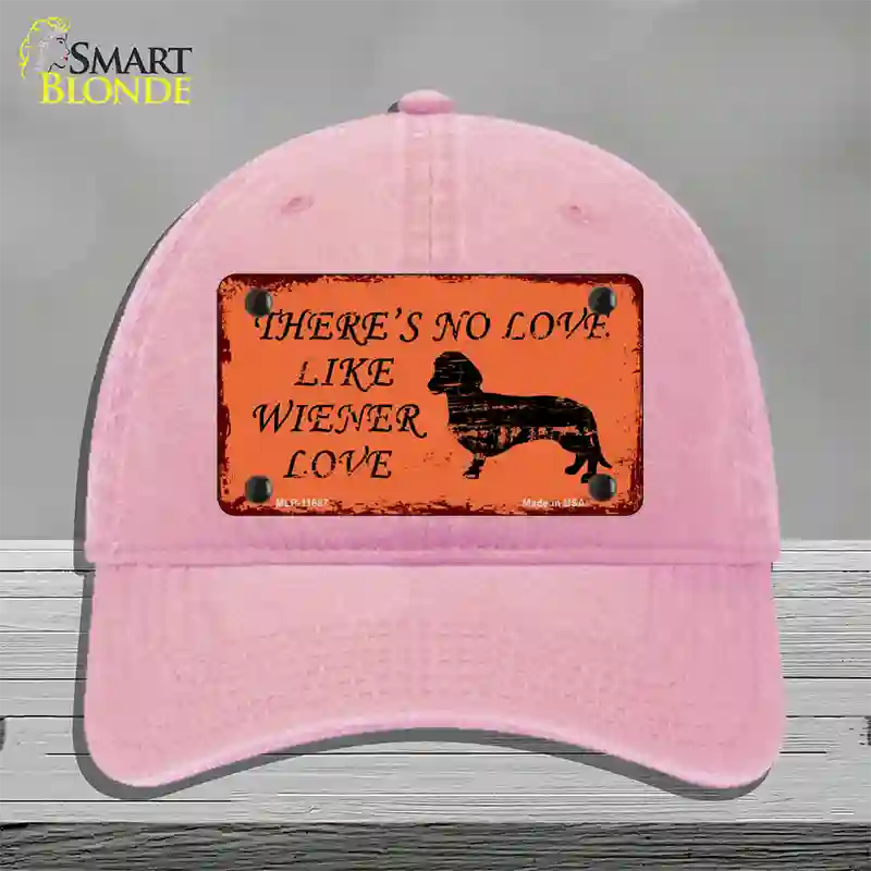 Wiener Love Novelty License Plate Hat Unconstructed Cotton / Pink