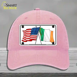 Ireland USA Crossed Flag Novelty License Plate Hat Unconstructed Cotton / Pink