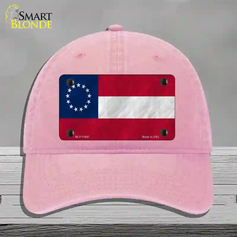 First Confederate Flag 13 Stars Novelty License Plate Hat Unconstructed Cotton / Pink