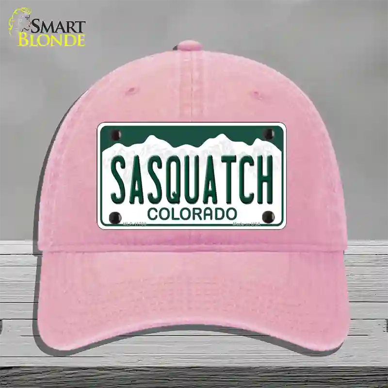 Sasquatch Colorado Novelty License Plate Hat Unconstructed Cotton / Pink