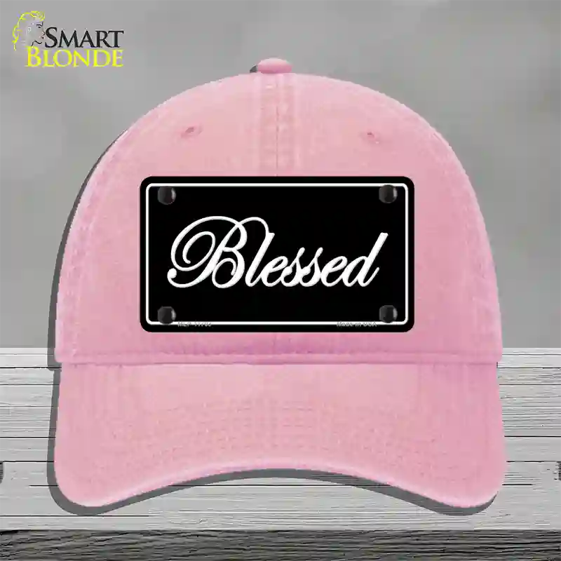 Blessed Black Novelty License Plate Hat Unconstructed Cotton / Pink