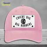 Chicks Dig Big Rubbers Novelty License Plate Hat Unconstructed Cotton / Pink