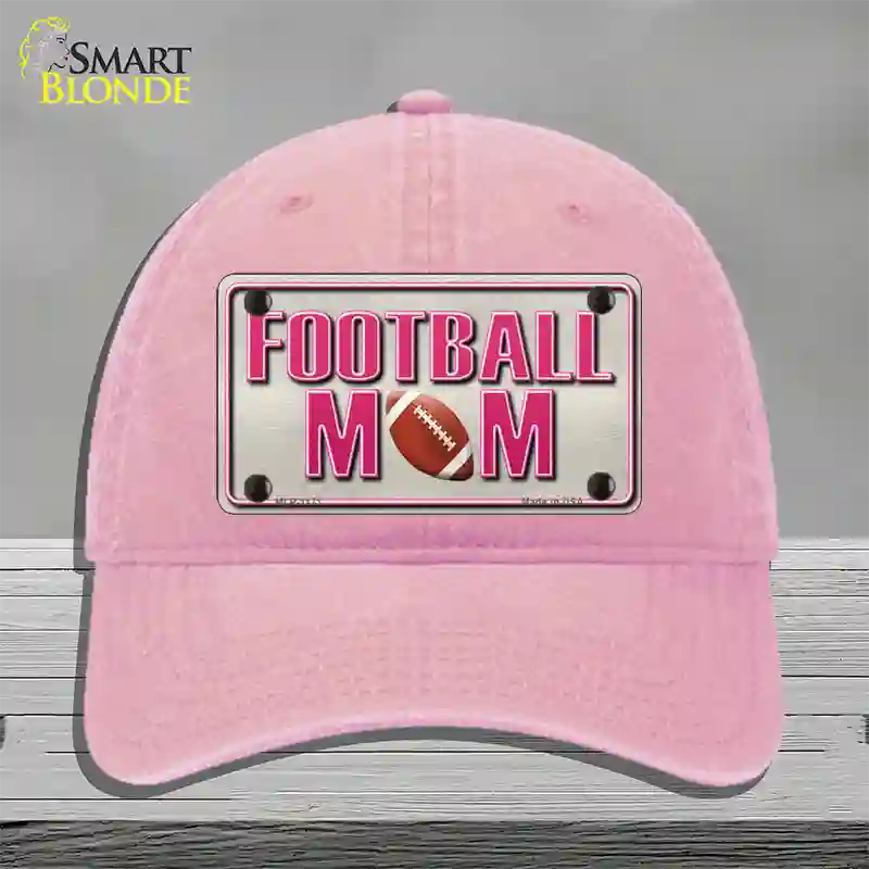 Football Mom Novelty License Plate Hat Unconstructed Cotton / Pink