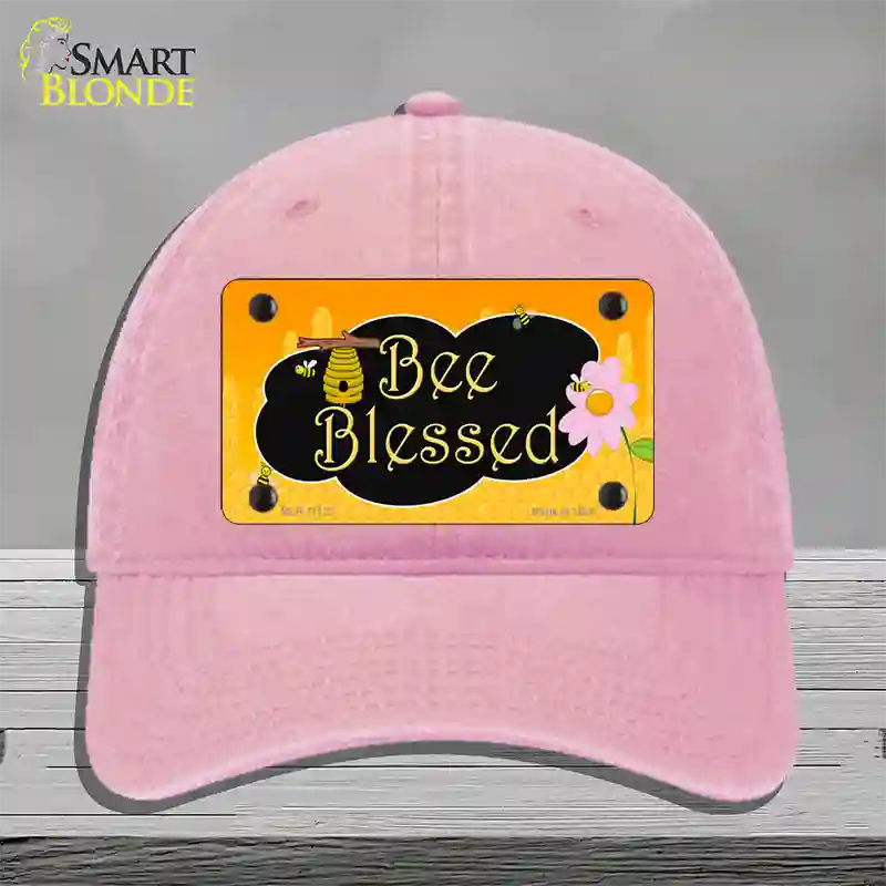 Bee Blessed Honey Hive Novelty License Plate Hat Unconstructed Cotton / Pink