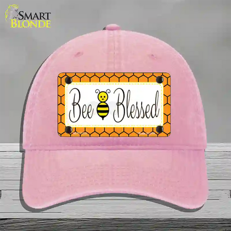 Bee Blessed Simple Novelty License Plate Hat Unconstructed Cotton / Pink