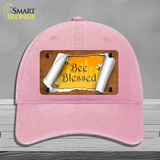 Bee Blessed Scroll Novelty License Plate Hat Unconstructed Cotton / Pink