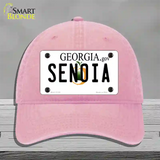 Senoia Georgia State Novelty License Plate Hat Unconstructed Cotton / Pink