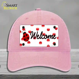 Welcome Ladybug Novelty License Plate Hat Unconstructed Cotton / Pink