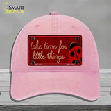 Take Time for Little Things Novelty License Plate Hat Unconstructed Cotton / Pink