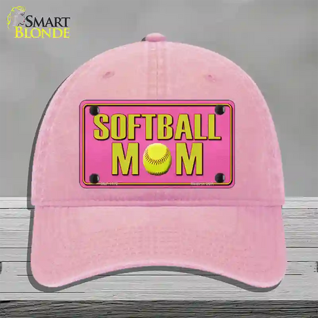 Softball Mom Novelty License Plate Hat Unconstructed Cotton / Pink