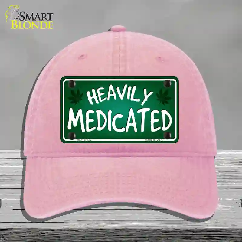 Heavily Medicated Novelty License Plate Hat Unconstructed Cotton / Pink