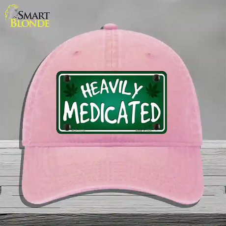 Heavily Medicated Novelty License Plate Hat Unconstructed Cotton / Pink