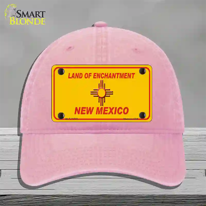 New Mexico Blank Yellow State Novelty License Plate Hat Unconstructed Cotton / Pink