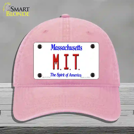 MIT Massachusetts State Novelty License Plate Hat Unconstructed Cotton / Pink