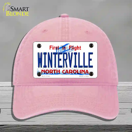 Winterville North Carolina State Novelty License Plate Hat Unconstructed Cotton / Pink