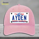 Ayden North Carolina State Novelty License Plate Hat Unconstructed Cotton / Pink