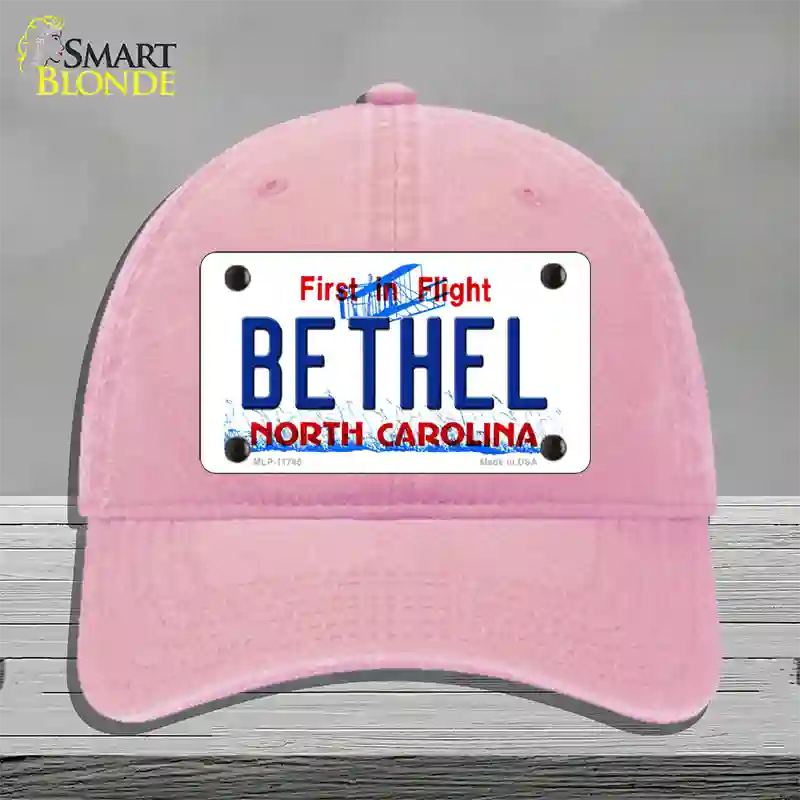 Bethel North Carolina State Novelty License Plate Hat Unconstructed Cotton / Pink