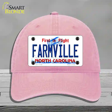 Farmville North Carolina State Novelty License Plate Hat Unconstructed Cotton / Pink