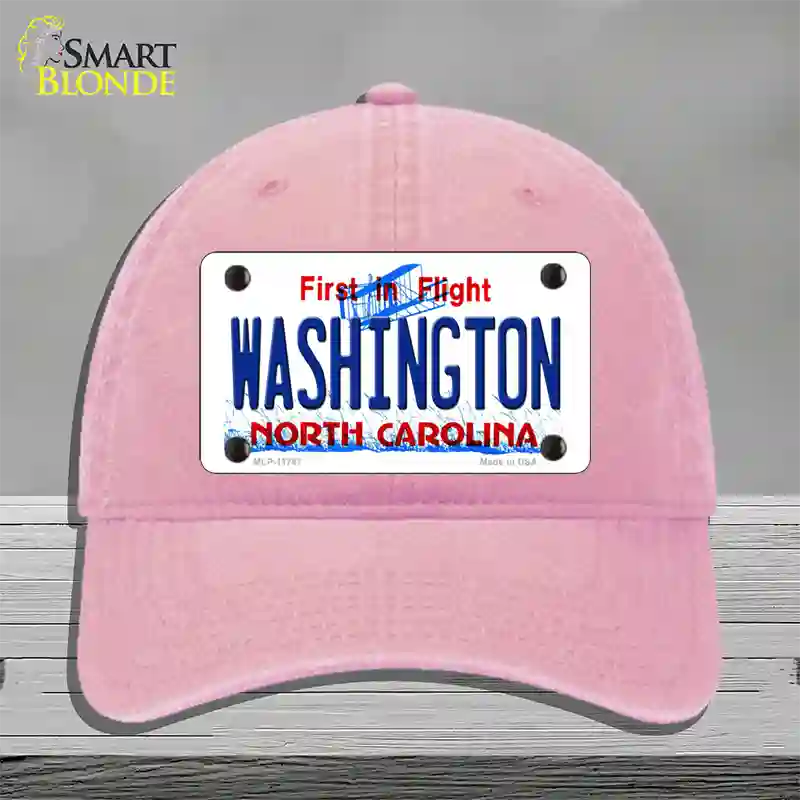 Washington North Carolina State Novelty License Plate Hat Unconstructed Cotton / Pink