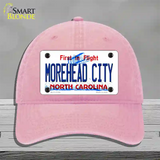 Morehead City North Carolina State Novelty License Plate Hat Unconstructed Cotton / Pink