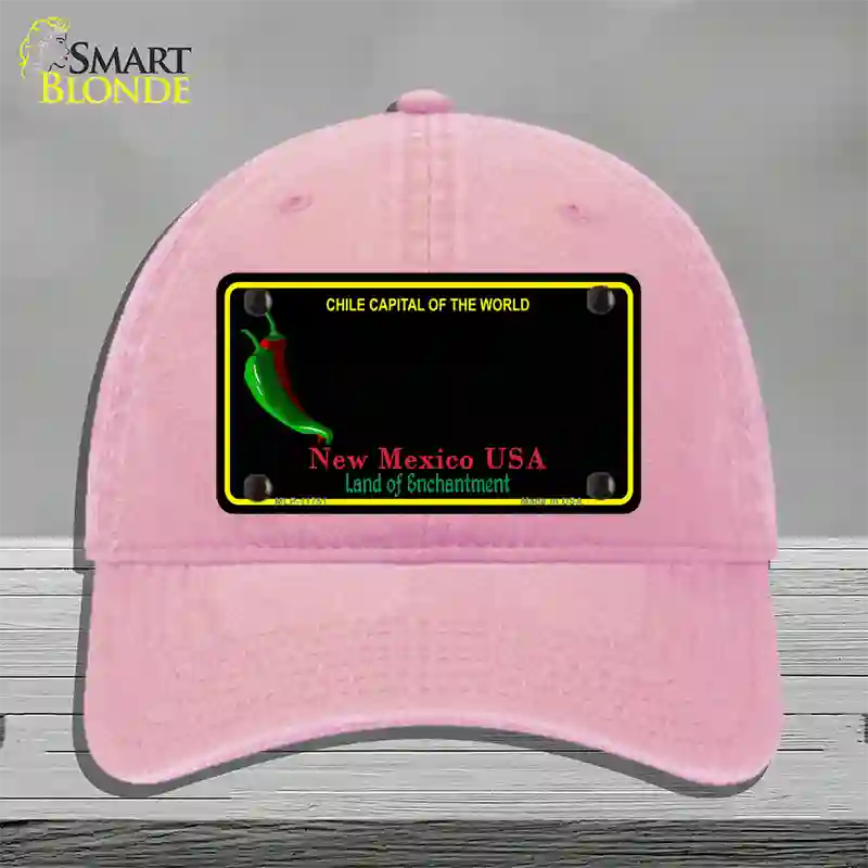 New Mexico Blank Black State Novelty License Plate Hat Unconstructed Cotton / Pink